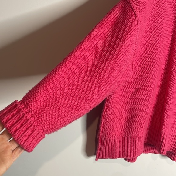 Free People | Pink V-Neck Chunky Knit Oversized Alli Sweater Size Small - Picture 5 of 7